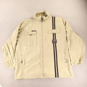 VTG ASG Jacket Mens L Beige Solid with graphic accents Nylon 90s oversized